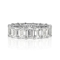 11.23ct Emerald Cut Diamond Eternity Band in 18k White Gold