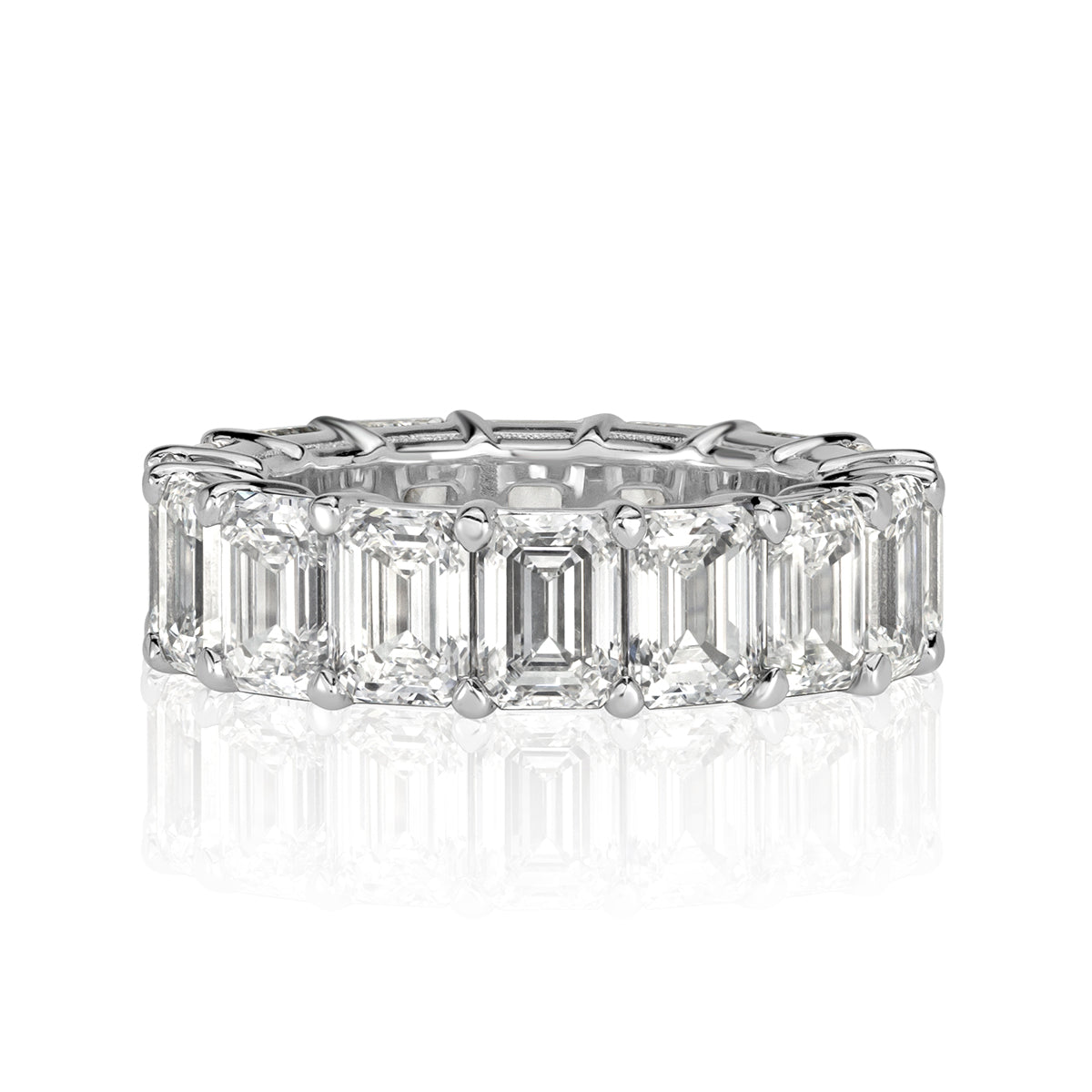 11.23ct Emerald Cut Diamond Eternity Band in 18k White Gold