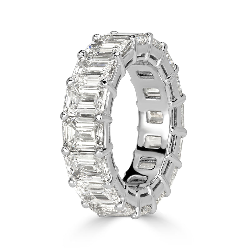 11.23ct Emerald Cut Diamond Eternity Band in 18k White Gold