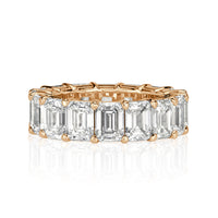 11.23ct Emerald Cut Diamond Eternity Band in 18k Champagne Yellow Gold