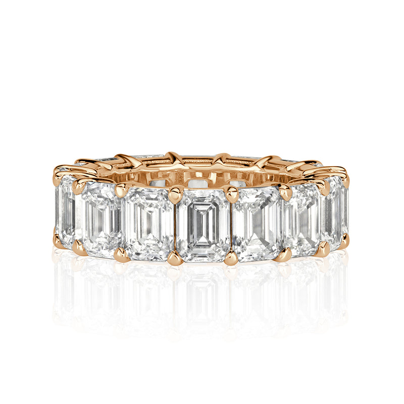 11.23ct Emerald Cut Diamond Eternity Band in 18k Champagne Yellow Gold
