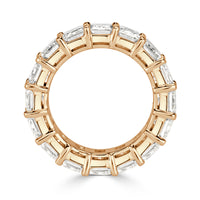 11.23ct Emerald Cut Diamond Eternity Band in 18k Champagne Yellow Gold