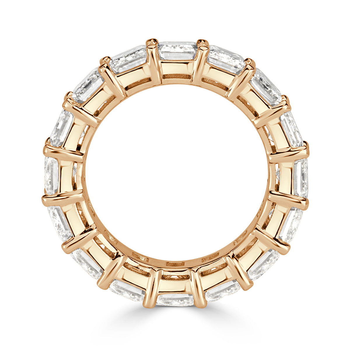 11.23ct Emerald Cut Diamond Eternity Band in 18k Champagne Yellow Gold