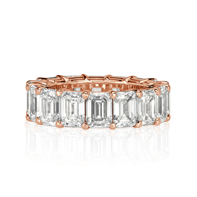 11.23ct Emerald Cut Diamond Eternity Band in 18k Rose Gold
