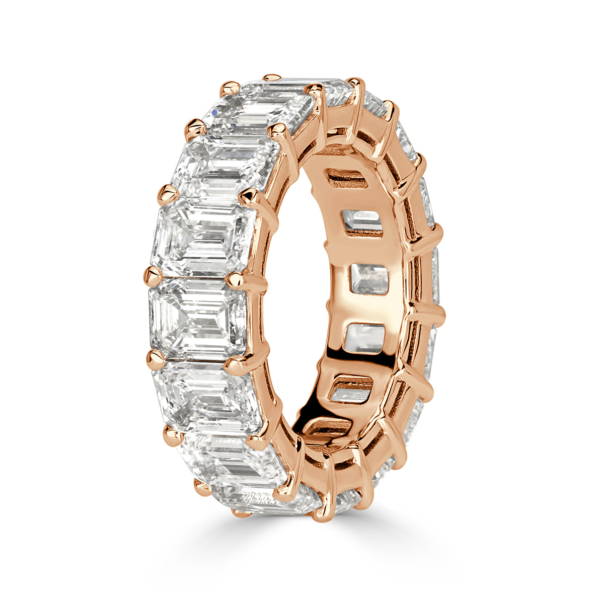 11.23ct Emerald Cut Diamond Eternity Band in 18k Rose Gold