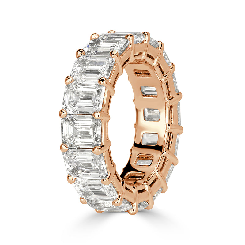 11.23ct Emerald Cut Diamond Eternity Band in 18k Rose Gold