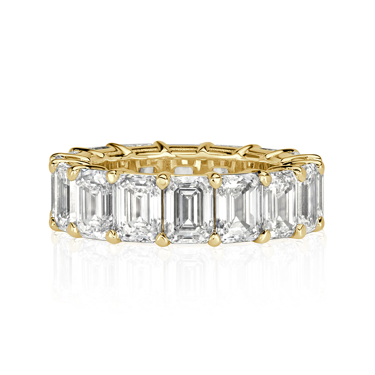 11.23ct Emerald Cut Diamond Eternity Band in 18k Yellow Gold