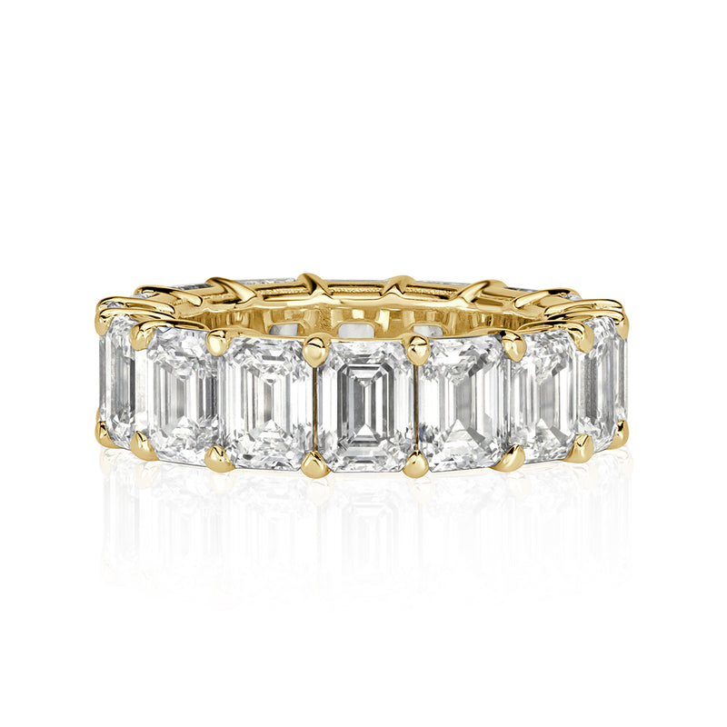 11.23ct Emerald Cut Diamond Eternity Band in 18k Yellow Gold