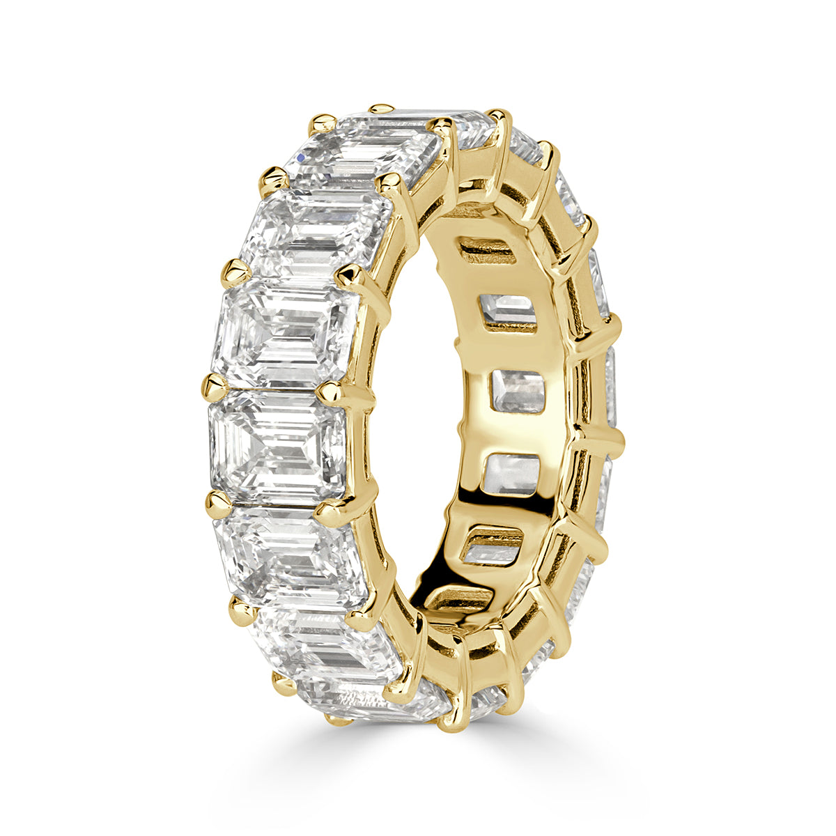 11.23ct Emerald Cut Diamond Eternity Band in 18k Yellow Gold