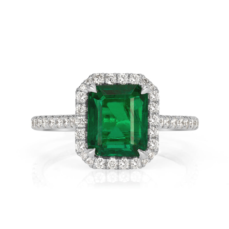 2.57ct Emerald Cut Emerald Engagement Ring