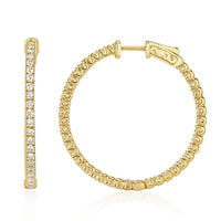 2.35ct Diamond Hoop Earrings in 14k Yellow Gold in 1.25'