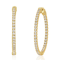 2.35ct Round Brilliant Cut Diamond Hoop Earrings in 14k Yellow Gold