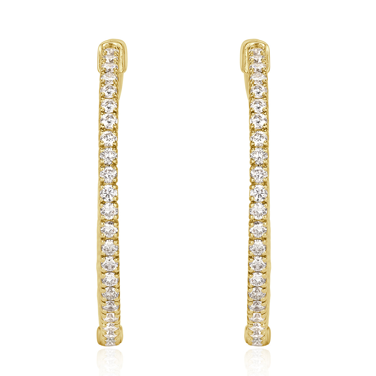 2.35ct Round Brilliant Cut Diamond Hoop Earrings in 14k Yellow Gold