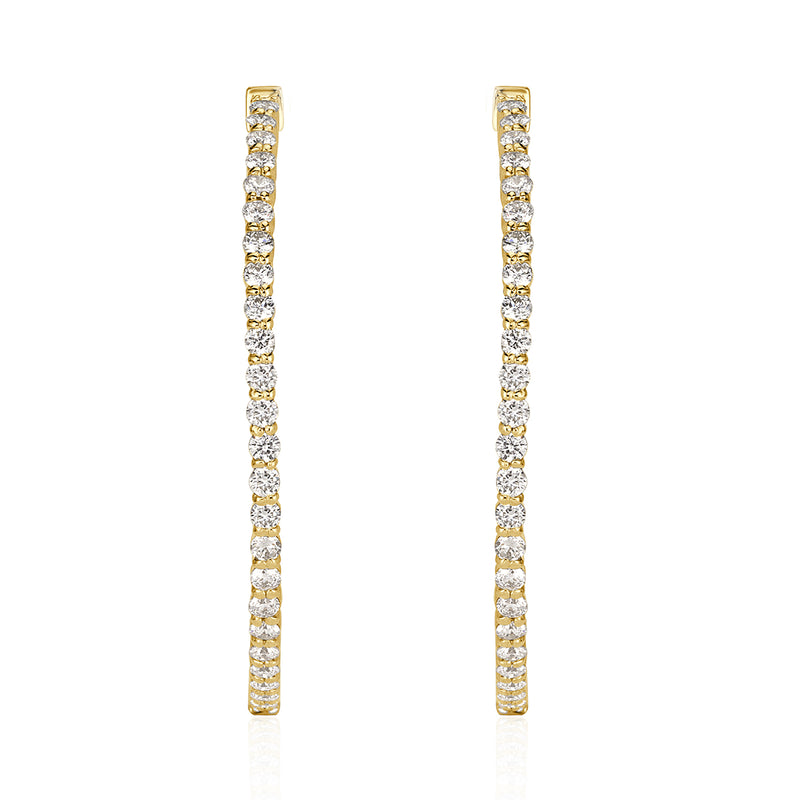 1.77ct Diamond Hoop Earrings in 14k Yellow Gold in 1.25'