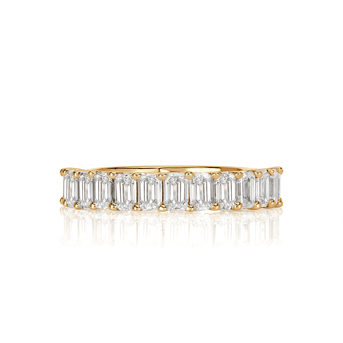 1.28ct Emerald Cut Diamond Wedding Band in 18k Champagne Yellow Gold