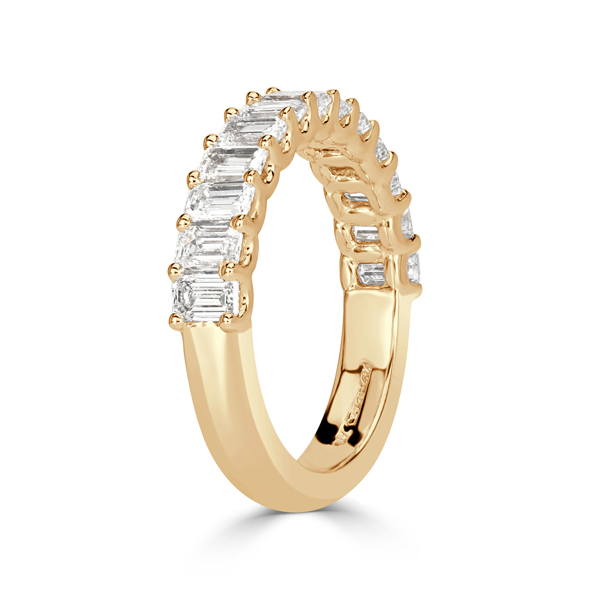1.28ct Emerald Cut Diamond Wedding Band in 18k Champagne Yellow Gold