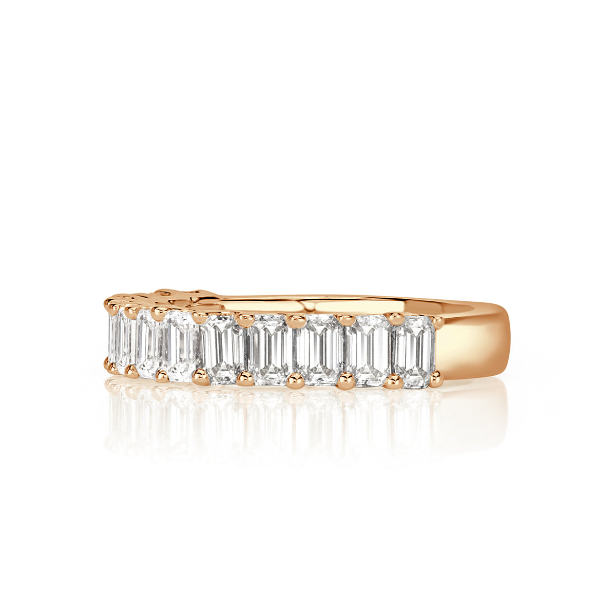 1.28ct Emerald Cut Diamond Wedding Band in 18k Rose Gold
