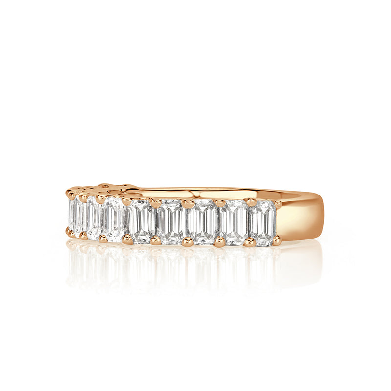 1.28ct Emerald Cut Diamond Wedding Band in 18k Rose Gold
