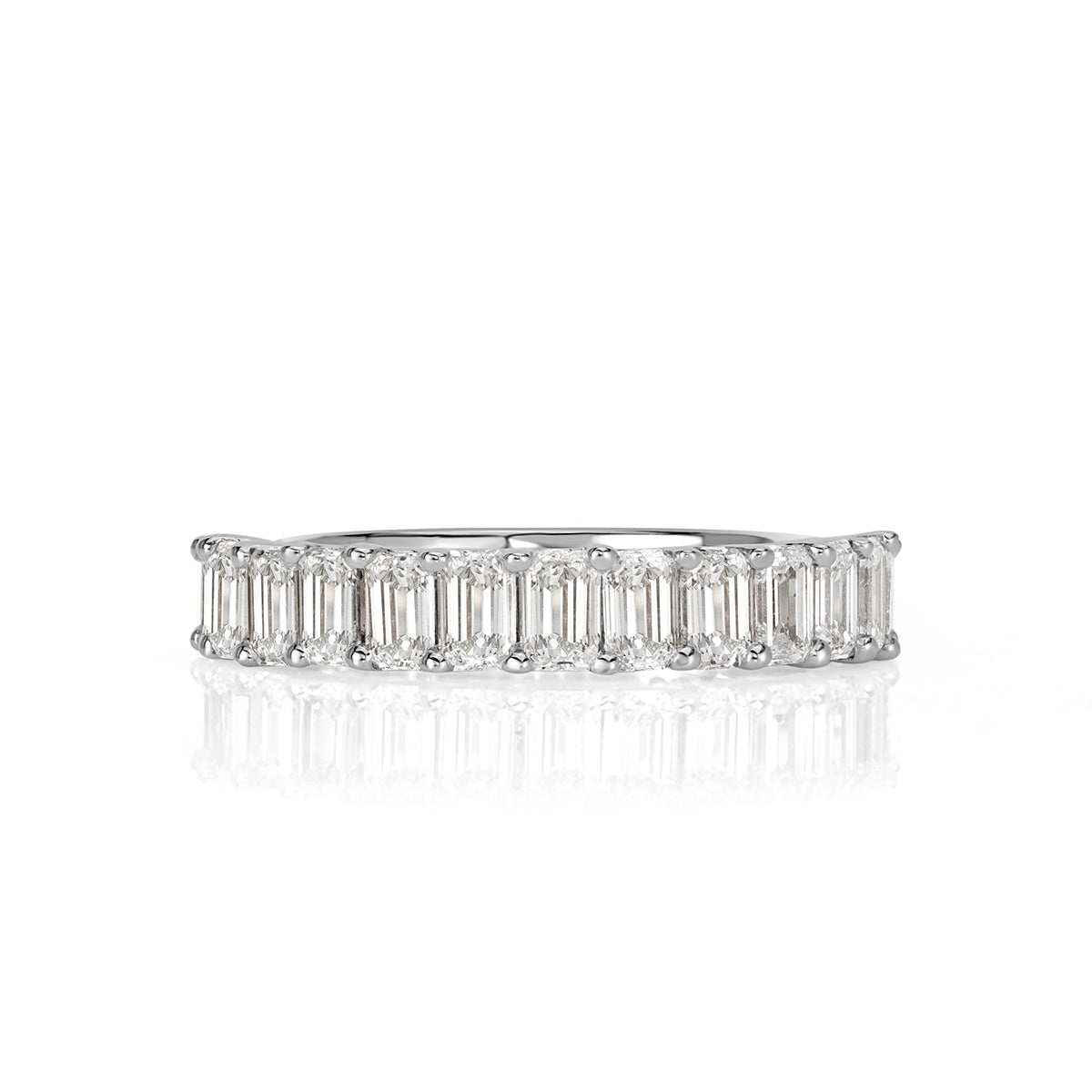1.28ct Emerald Cut Diamond Wedding Band in 18k White Gold