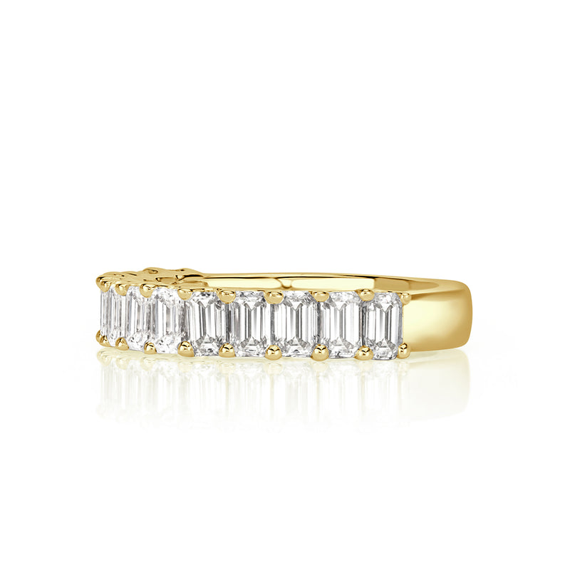 1.28ct Emerald Cut Diamond Wedding Band in 18k Yellow Gold