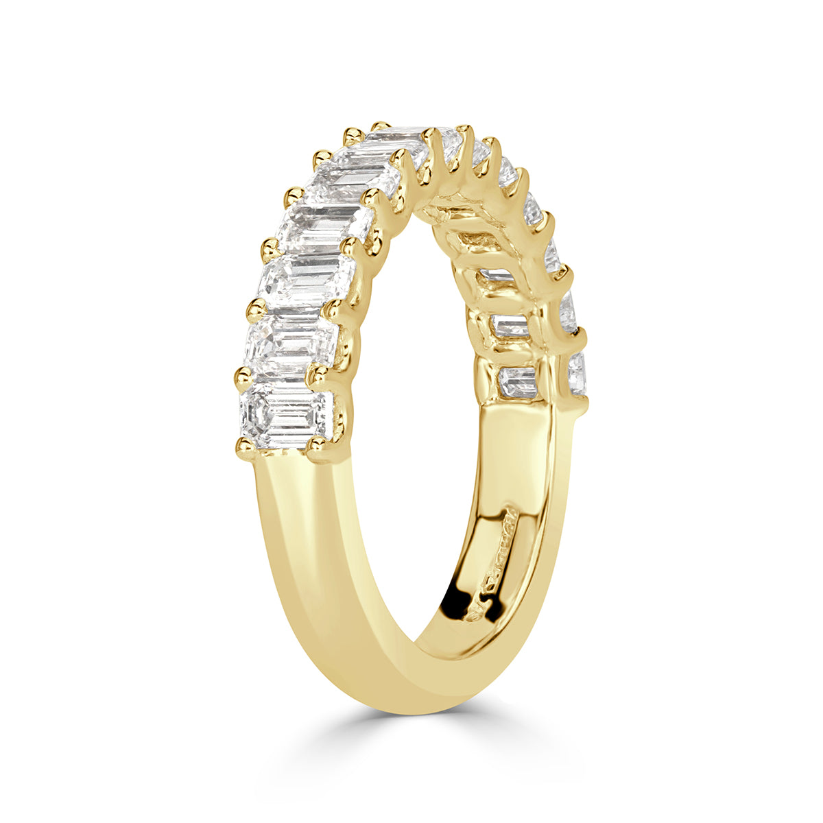 1.28ct Emerald Cut Diamond Wedding Band in 18k Yellow Gold