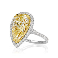 6.87ct Fancy Light Yellow Pear Shaped Diamond Engagement Ring