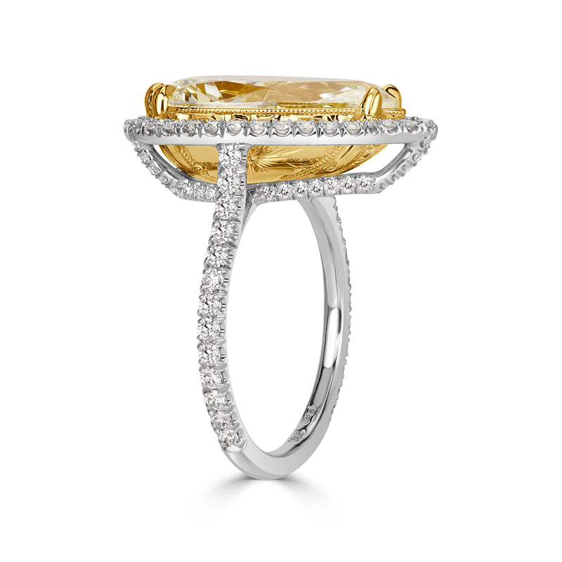 6.87ct Fancy Light Yellow Pear Shaped Diamond Engagement Ring