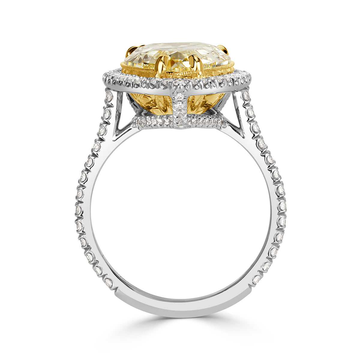 6.87ct Fancy Light Yellow Pear Shaped Diamond Engagement Ring