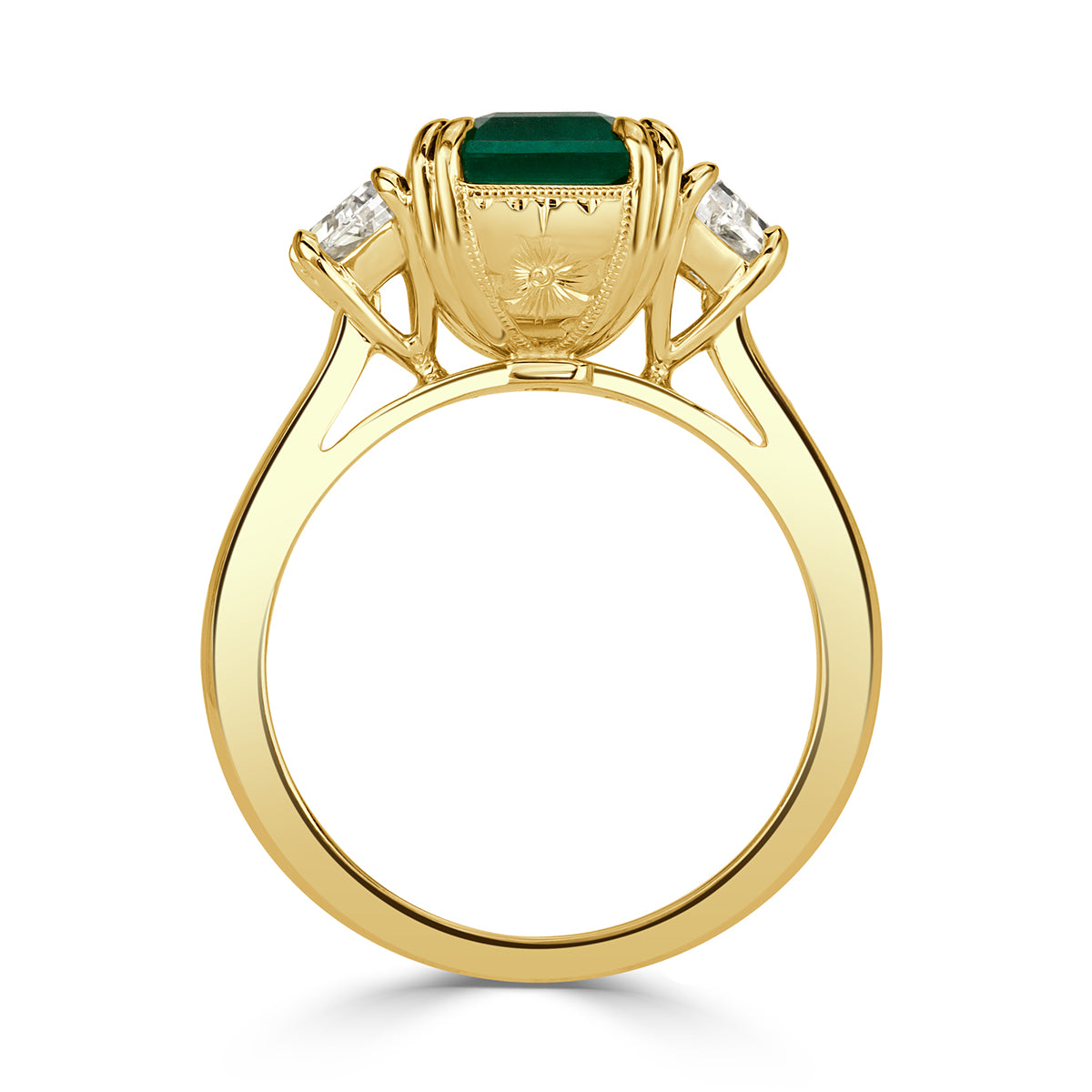 3.57ct Emerald Cut Emerald Engagement Ring