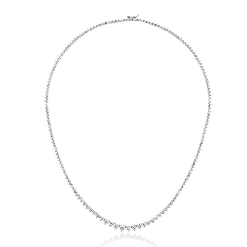 11.40ct Round Brilliant Cut Diamond Tennis Necklace in 14k White Gold