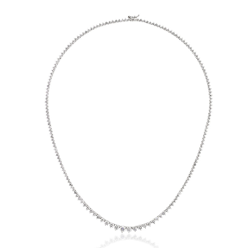 11.40ct Round Brilliant Cut Diamond Tennis Necklace in 14k White Gold in 16.5'