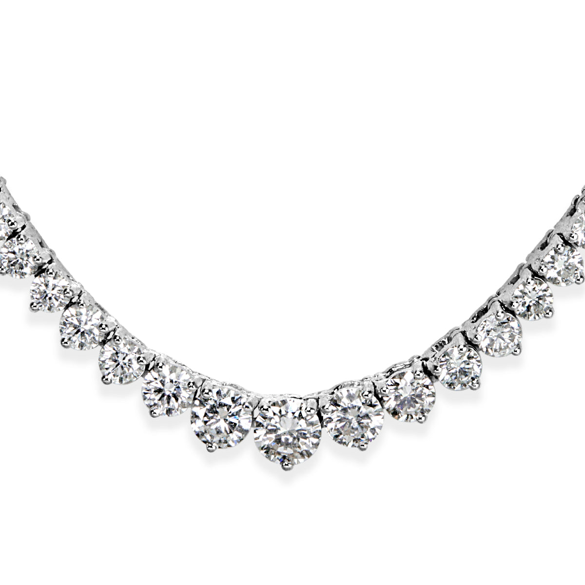 11.40ct Round Brilliant Cut Diamond Tennis Necklace in 14k White Gold