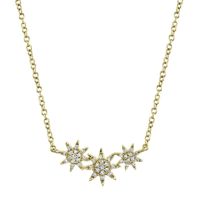 0.09ct Round Brilliant Cut Diamond Star Necklace in 14k Yellow Gold