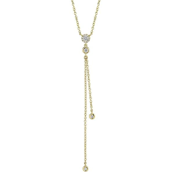 0.13ct Round Brilliant Cut Diamond Lariat Necklace in 14k Yellow Gold