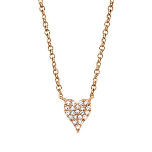 0.05ct Diamond Pave Heart Necklace in 14k Rose Gold
