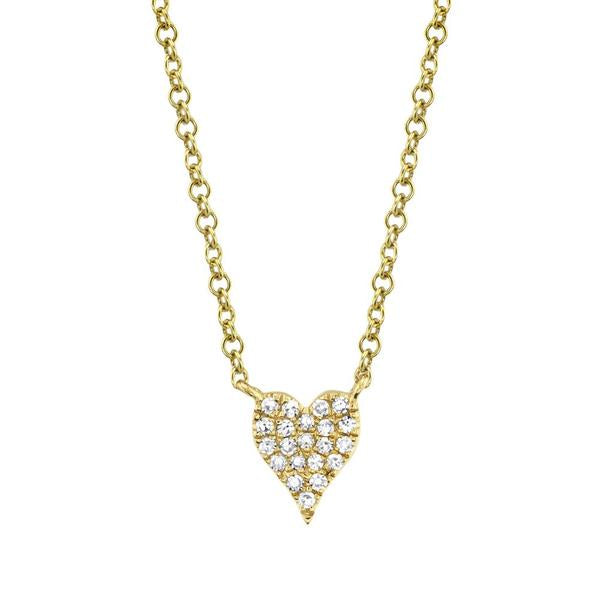 0.05ct Diamond Pave Heart Necklace in 14k Yellow Gold