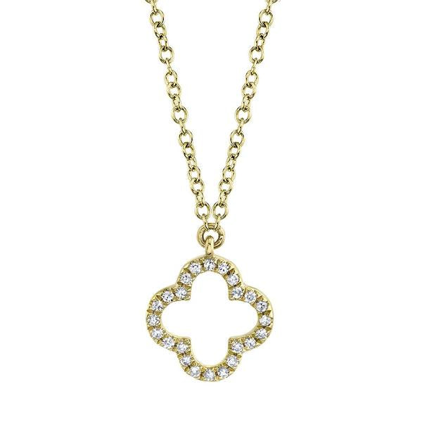 0.08ct Diamond Clover Necklace in 14k Yellow Gold