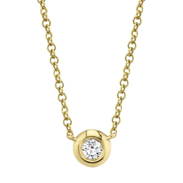 0.05ct Diamond Bezel Necklace in 14k Yellow Gold