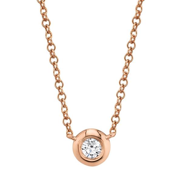 0.05ct Diamond Bezel Necklace in 14k Rose Gold