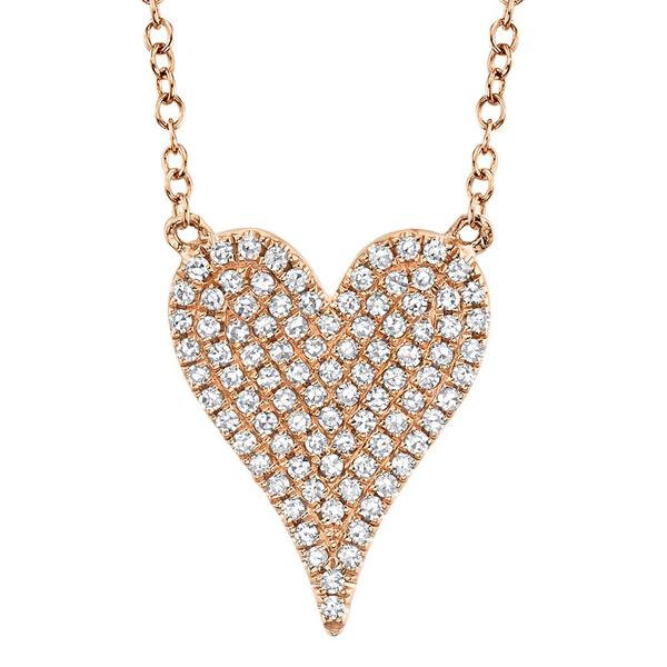 0.21ct Diamond Pave Heart Necklace in 14k Rose Gold