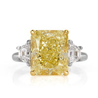 7.83ct Fancy Light Yellow Radiant Cut Diamond Engagement Ring