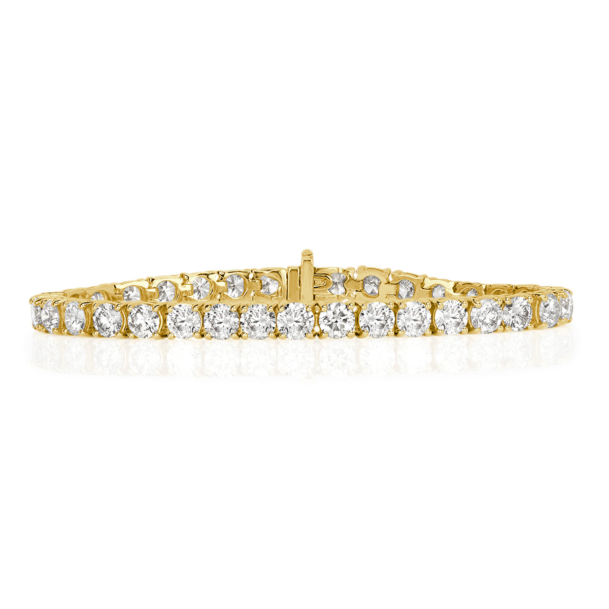 12.42ct Round Brilliant Cut Diamond Tennis Bracelet in 18k Yellow Gold