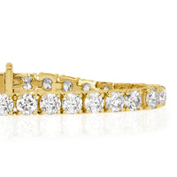 12.42ct Round Brilliant Cut Diamond Tennis Bracelet in 18k Yellow Gold