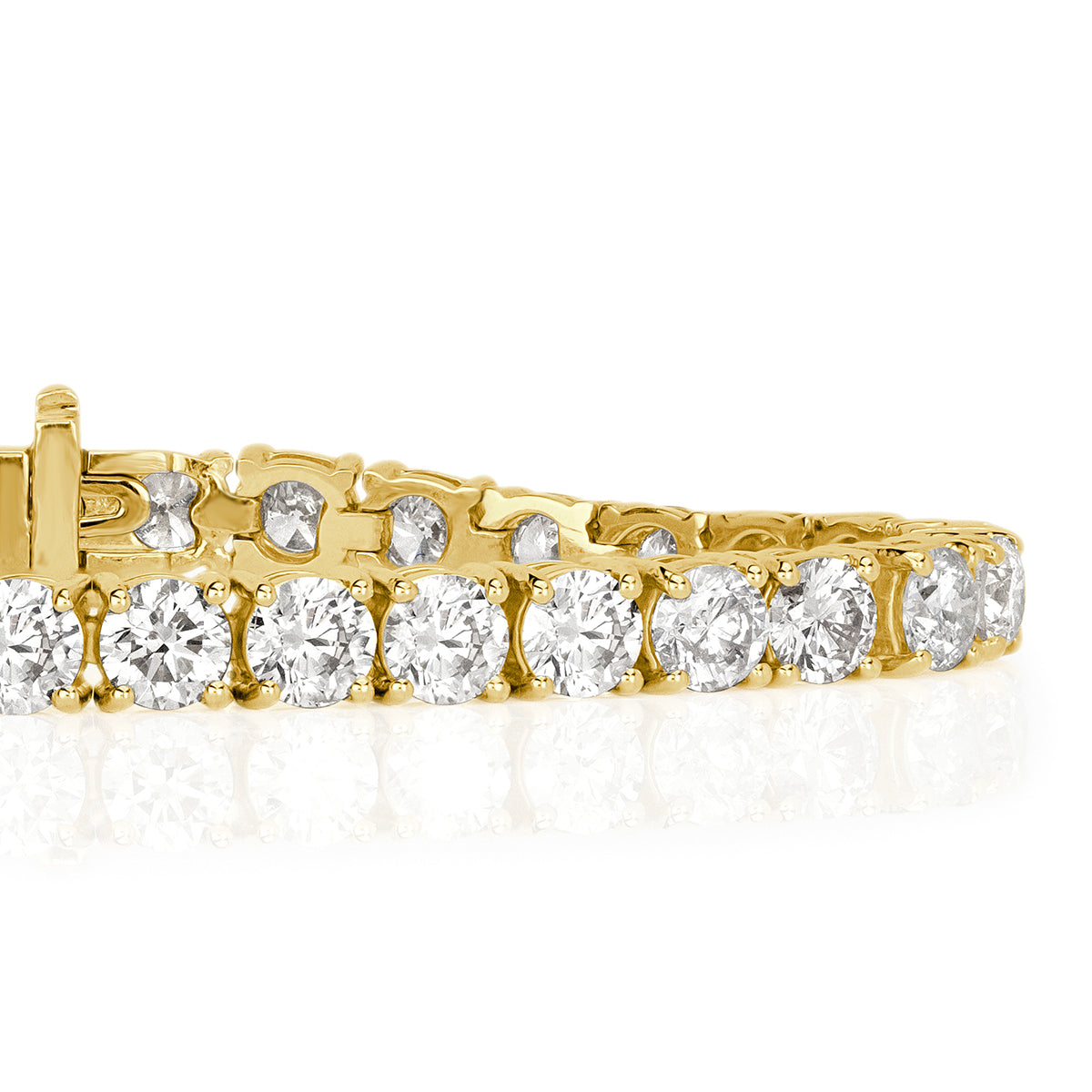 12.42ct Round Brilliant Cut Diamond Tennis Bracelet in 18k Yellow Gold
