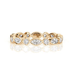 1.00ct Marquise and Round Brilliant Cut Diamond Bezel Set Eternity Band in 18k Champagne Yellow Gold