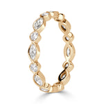 1.00ct Marquise and Round Brilliant Cut Diamond Bezel Set Eternity Band in 18k Champagne Yellow Gold