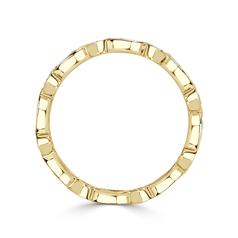 1.00ct Marquise and Round Brilliant Cut Diamond Bezel Set Eternity Band in 18k Yellow Gold
