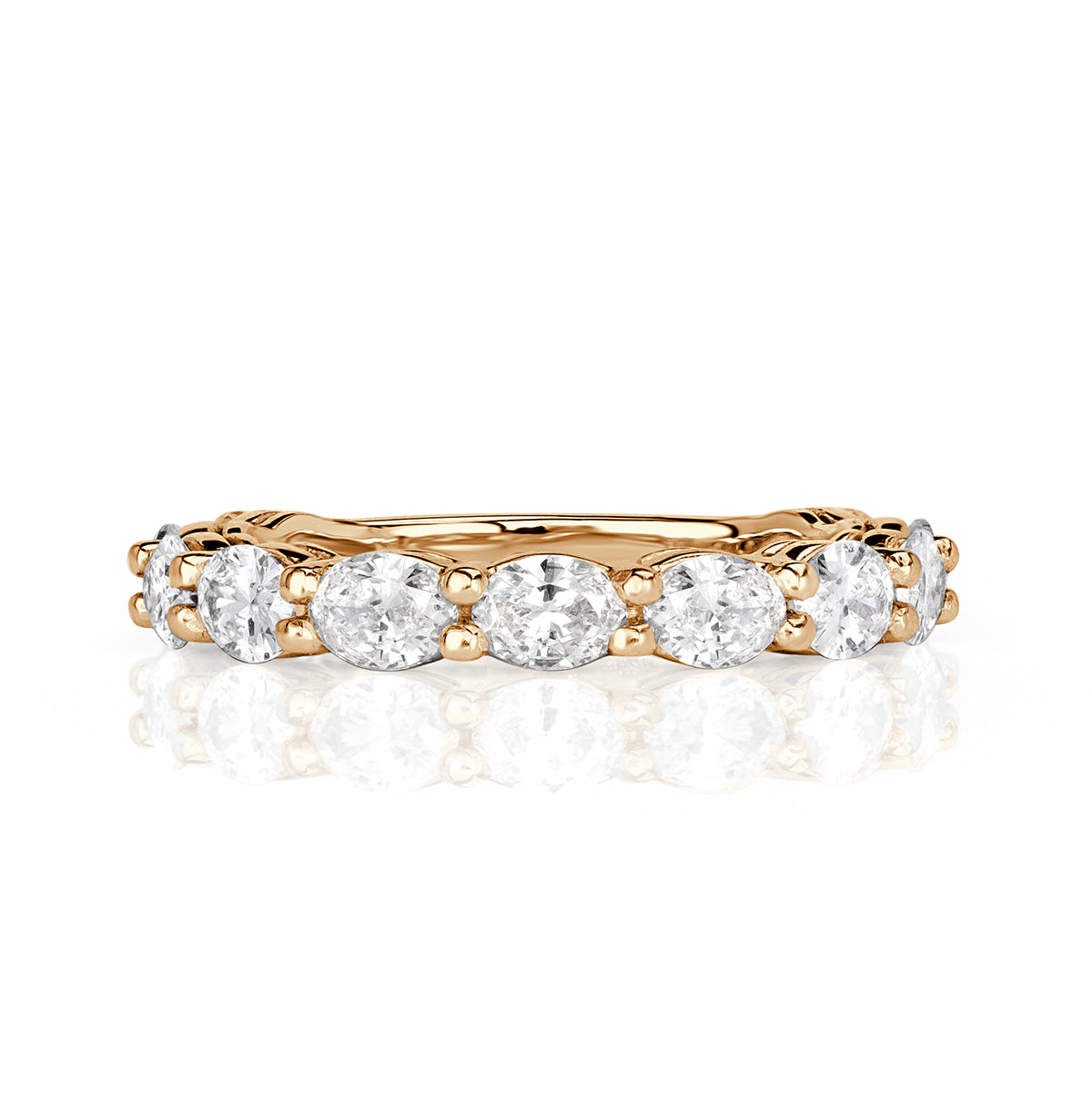 1.36ct Oval Cut Diamond Wedding Band in 18k Champagne Yellow Gold