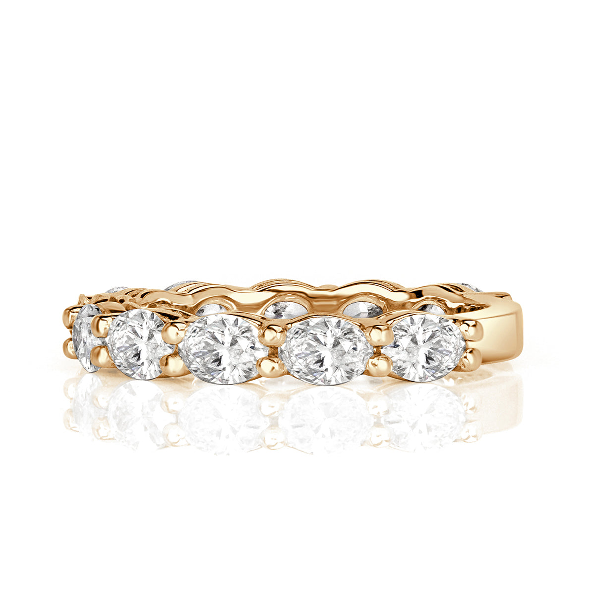 1.36ct Oval Cut Diamond Wedding Band in 18k Champagne Yellow Gold