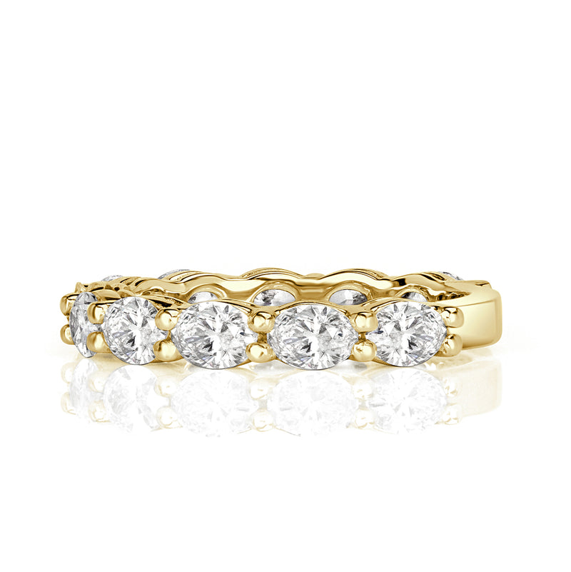 1.36ct Oval Cut Diamond Wedding Band in 18k Yellow Gold